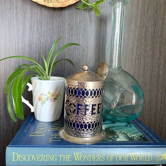 Vintage Other - MidCentury Modern Blue + Silver Coffee Container
